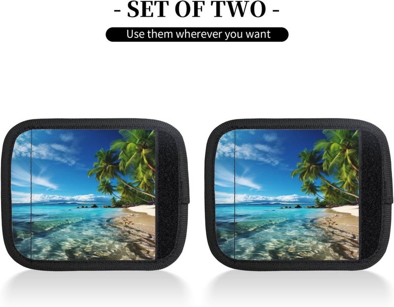 YPPAHHHH Luggage Handle Wraps Tropical Hawaii Beach Sea Luggage Identifiers Soft Neoprene Luggage Handle Wraps For Suitcase Trolley Handle Grip Cover 2 Pack Luggage Tags - Image 2